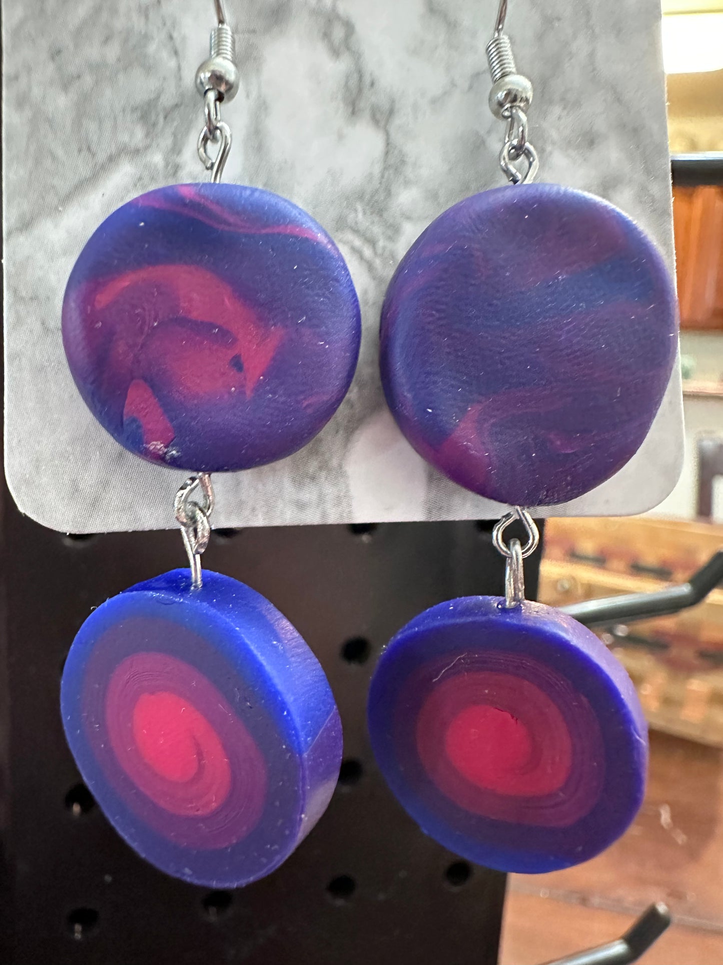 Pink and purple swirl earrings
