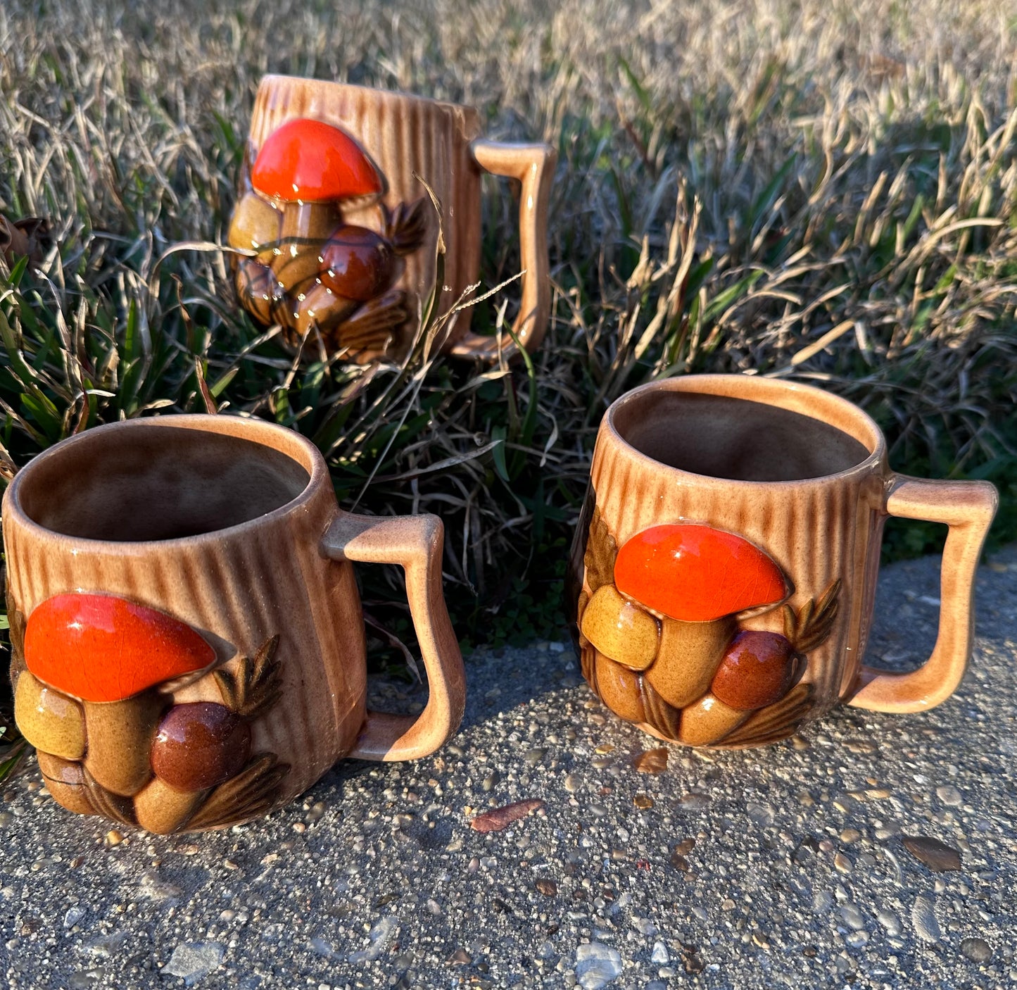 Vintage 70's Mushroom Mugs