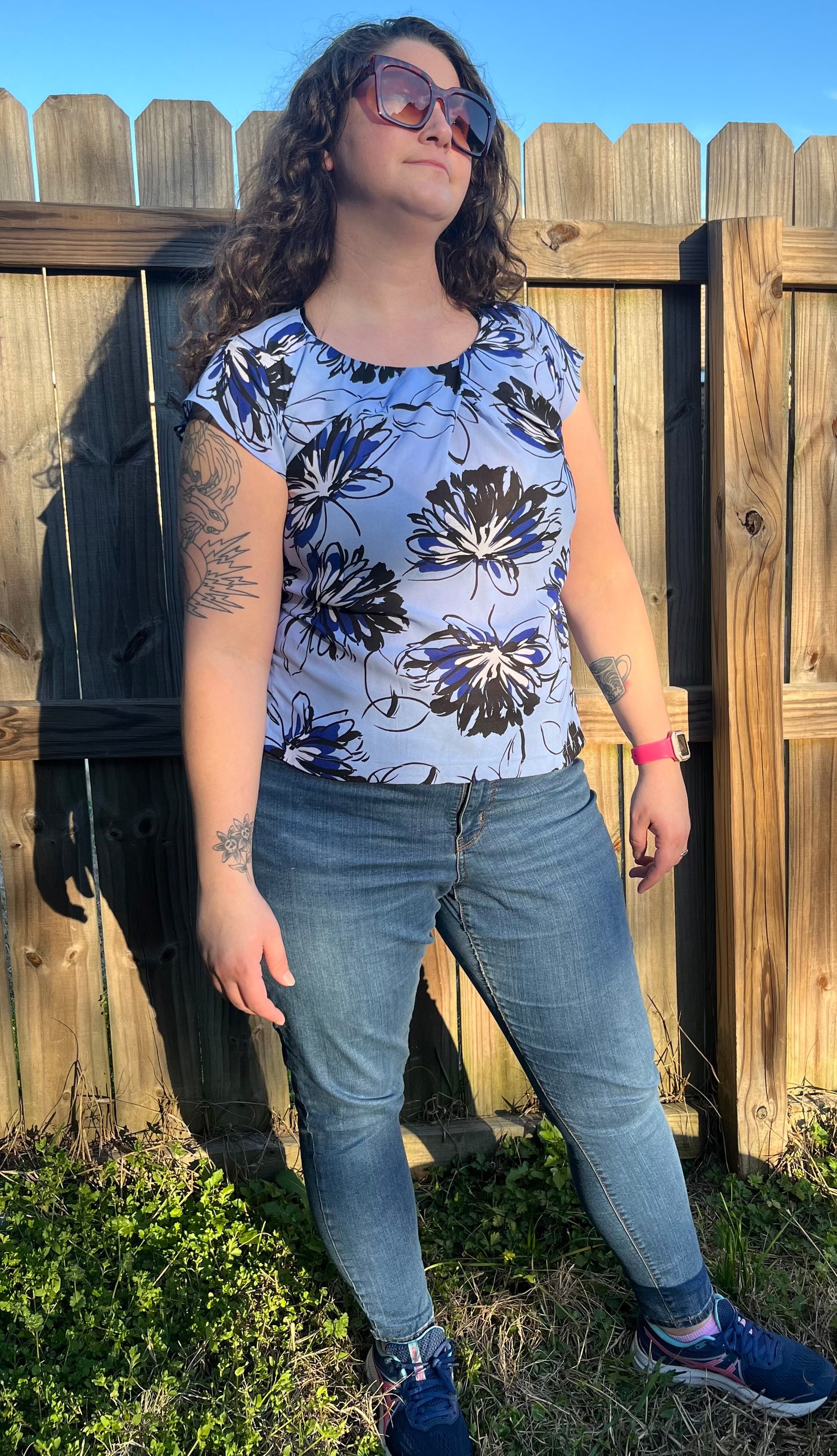 Floral Capped Sleeve Shirt