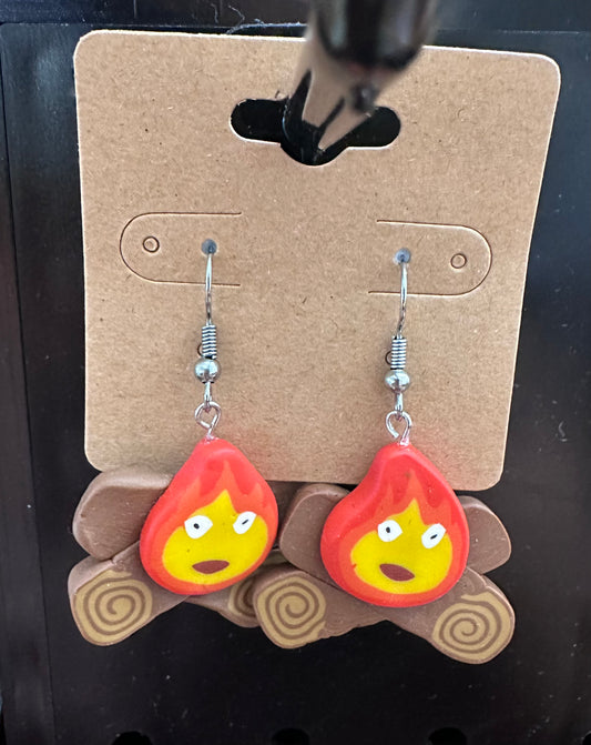 Calcifer dangling earrings