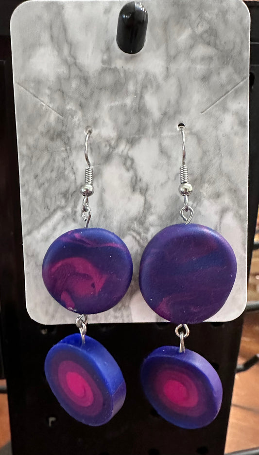 Pink and purple swirl earrings