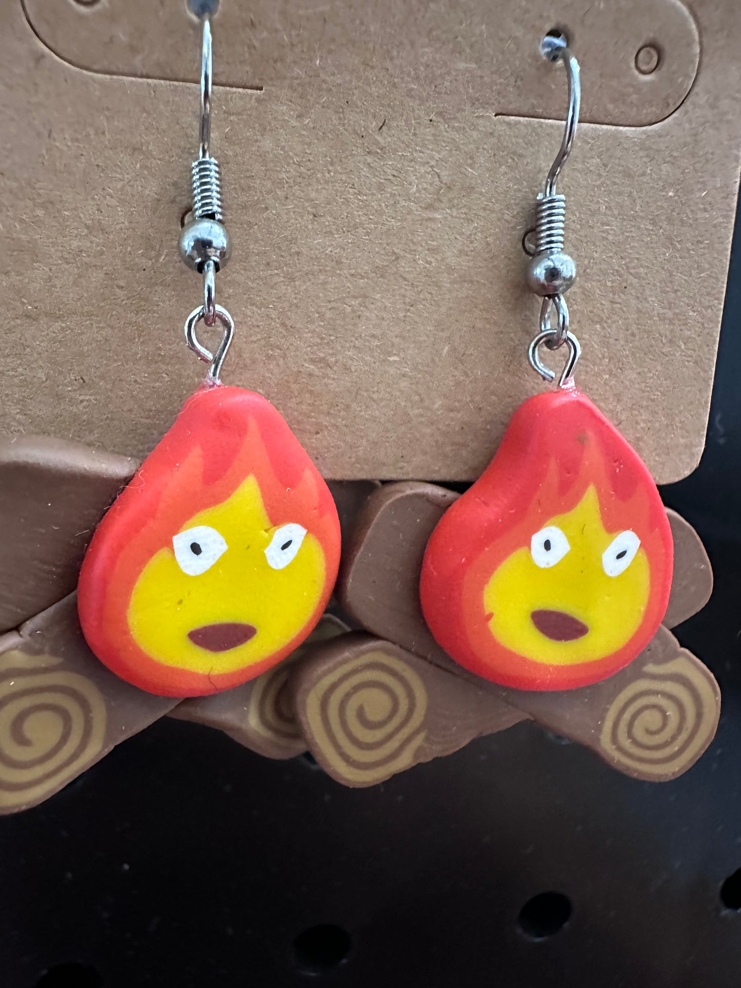 Calcifer dangling earrings