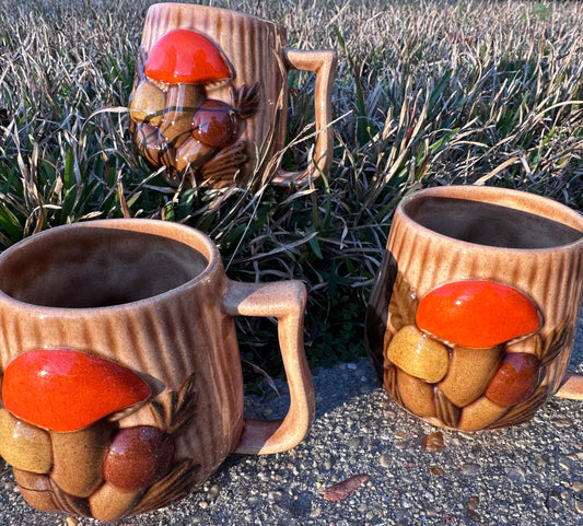 Vintage 70's Mushroom Mugs