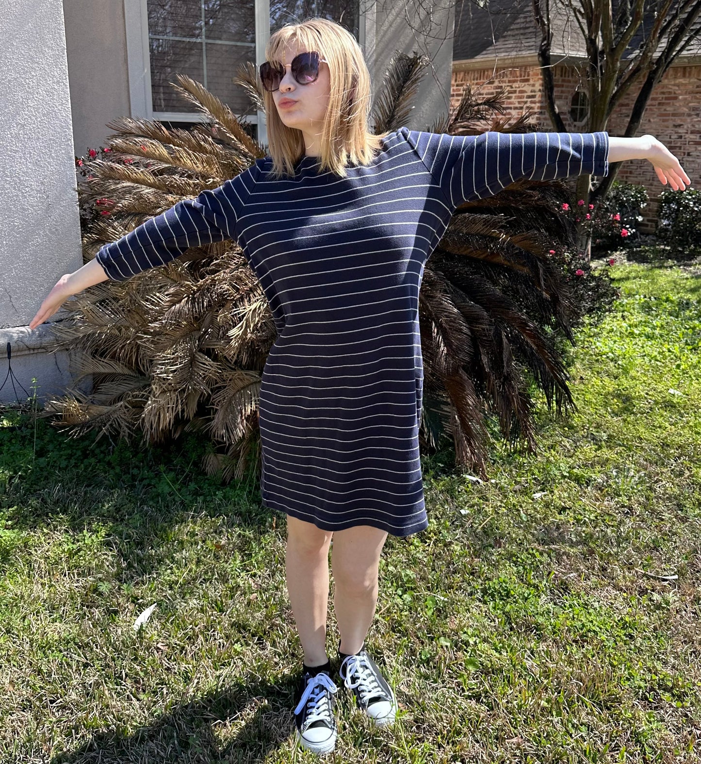 Blue striped dress